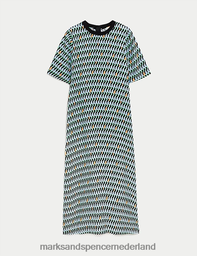 Marks & Spencer vrouwen cupro rijke midaxi t-shirtjurk met print multi kleding N8VZP2756
