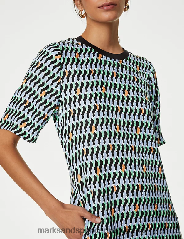 Marks & Spencer vrouwen cupro rijke midaxi t-shirtjurk met print multi kleding N8VZP2756