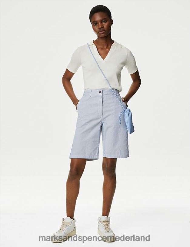 Marks & Spencer vrouwen 2 stuks katoenrijke, theegeverfde chinoshorts marine mix kleding N8VZP1440