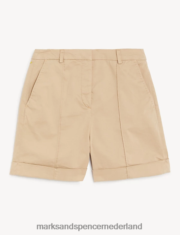 Marks & Spencer vrouwen katoenrijke chinoshort steen kleding N8VZP3098