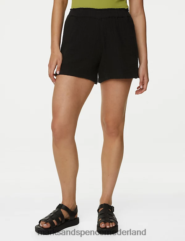 Marks & Spencer vrouwen korte broek van zuiver katoen zwart kleding N8VZP2270