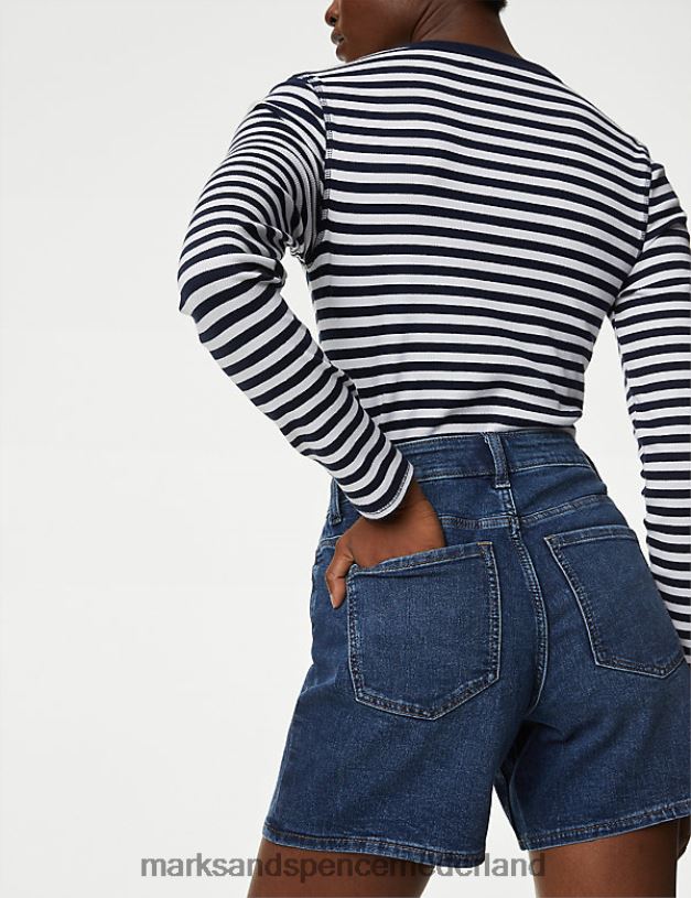 Marks & Spencer vrouwen korte spijkerbroek middelmatige indigo kleding N8VZP3100