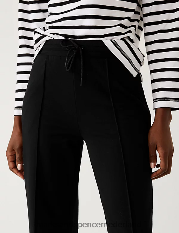 Marks & Spencer vrouwen Jersey joggingbroek met rechte pijpen zwart kleding N8VZP2327