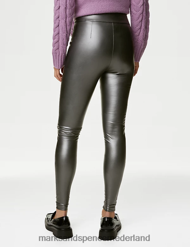 Marks & Spencer vrouwen Legging met hoge taille in leerlook tin kleding N8VZP3368