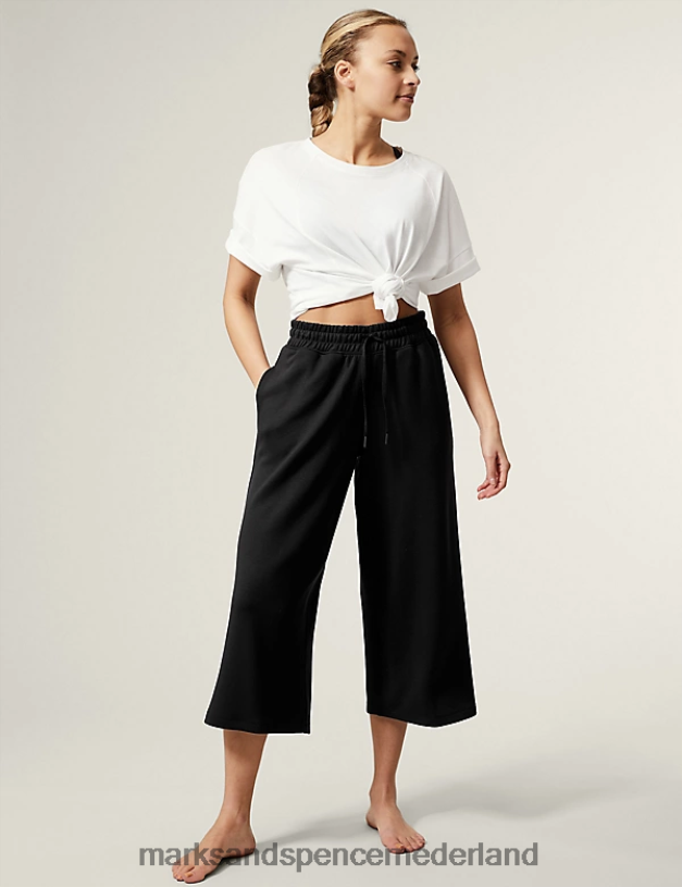 Marks & Spencer vrouwen culottes met hoge taille en wijde pijpen zwart kleding N8VZP2262