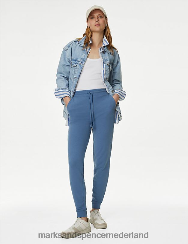 Marks & Spencer vrouwen de katoenrijke joggers met manchetten oceaan kleding N8VZP1771