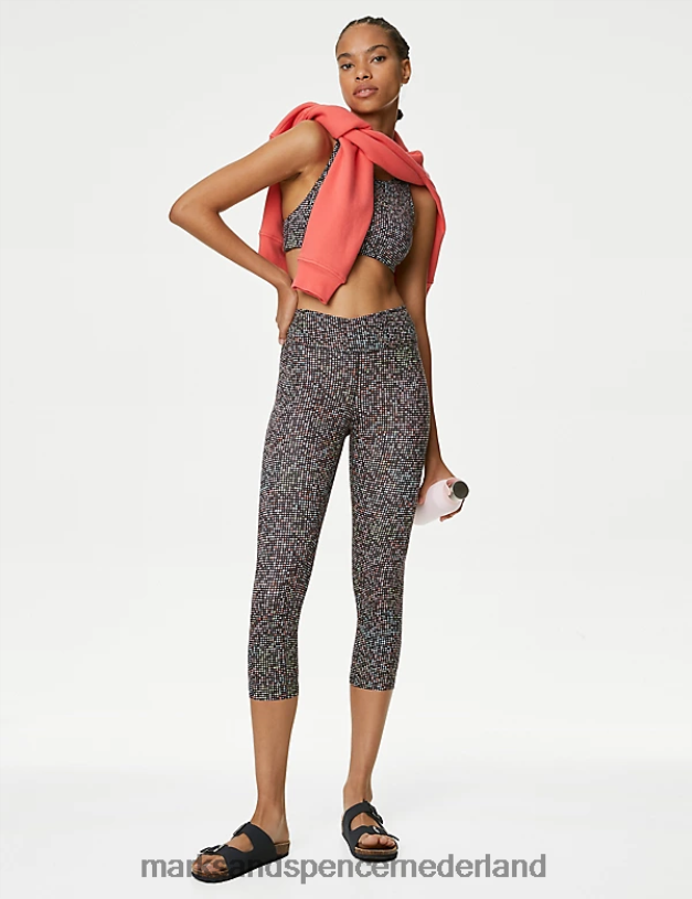 Marks & Spencer vrouwen go balance cropped yogalegging met print koolstof kleding N8VZP1174