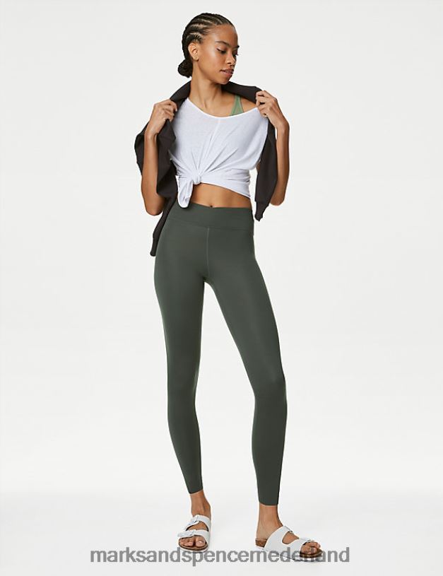 Marks & Spencer vrouwen go balance yogalegging met hoge taille donker olijfgroen kleding N8VZP3477