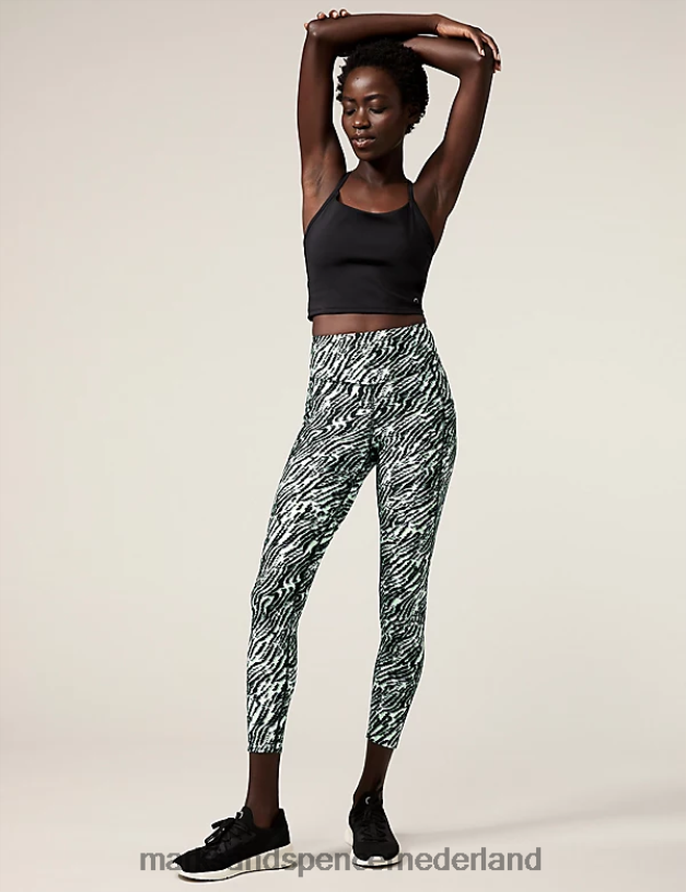 Marks & Spencer vrouwen go train 7/8 gymlegging met print lichtgroen mengsel kleding N8VZP550