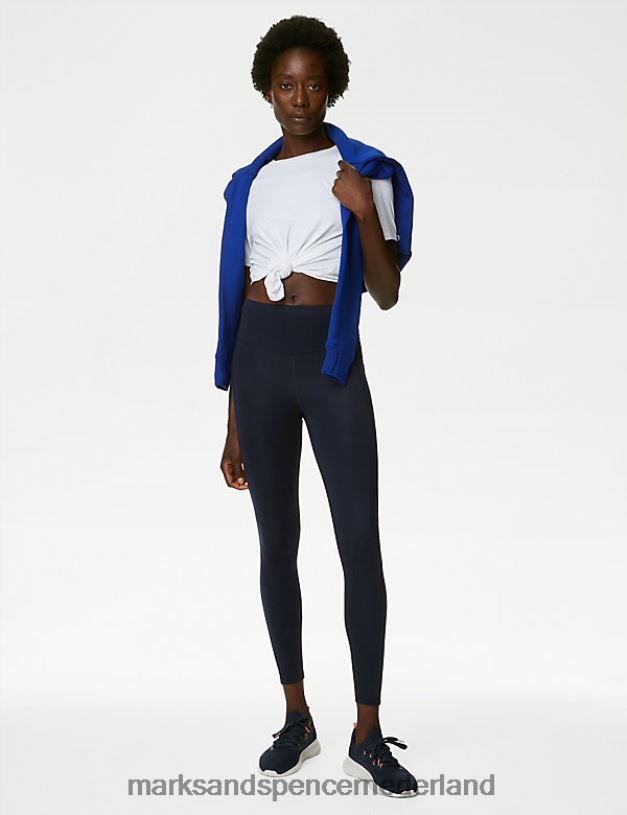 Marks & Spencer vrouwen go train mesh gymlegging met hoge taille marine kleding N8VZP2103