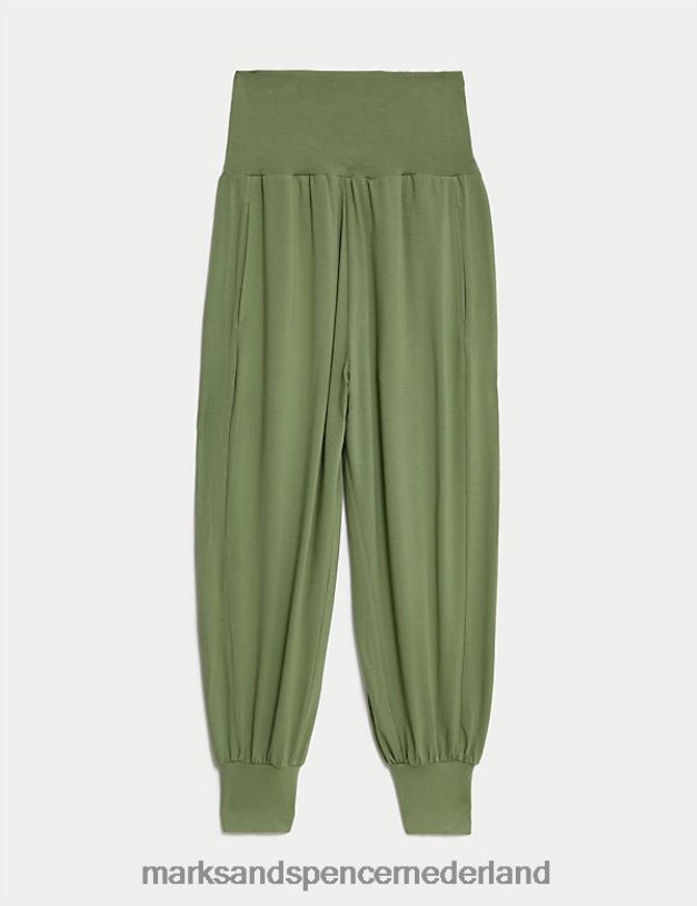 Marks & Spencer vrouwen haremyoga-joggingbroek met hoge taille heldere salie kleding N8VZP2334