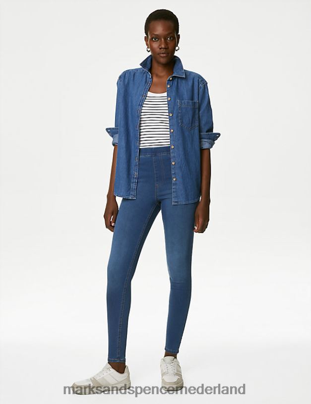 Marks & Spencer vrouwen jegging met hoge taille middelmatige indigo kleding N8VZP66