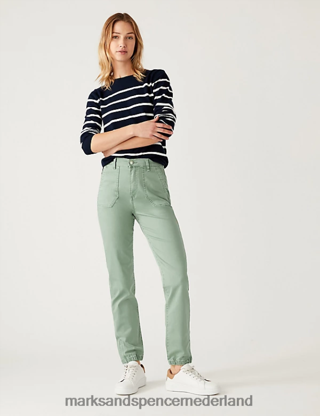 Marks & Spencer vrouwen katoenrijke slim-fit joggingbroek onyx kleding N8VZP757