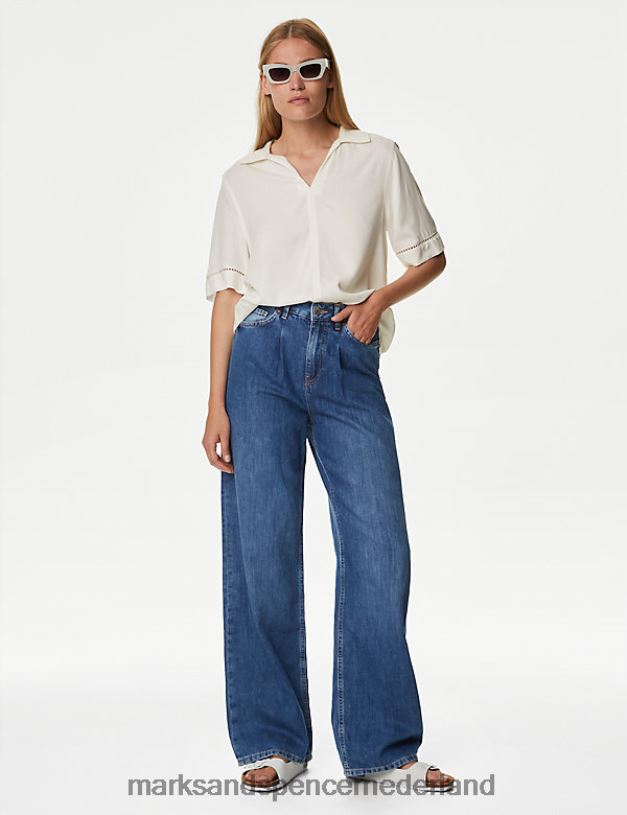 Marks & Spencer vrouwen blouse met kraag ivoor kleding N8VZP1540