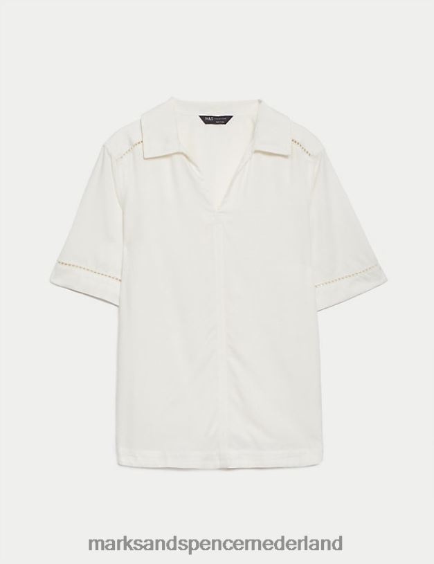 Marks & Spencer vrouwen blouse met kraag ivoor kleding N8VZP1540