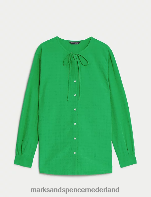 Marks & Spencer vrouwen modal rijke lange blouse zuur groen kleding N8VZP1270