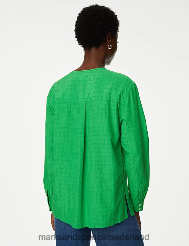 Marks & Spencer vrouwen modal rijke lange blouse zuur groen kleding N8VZP1270