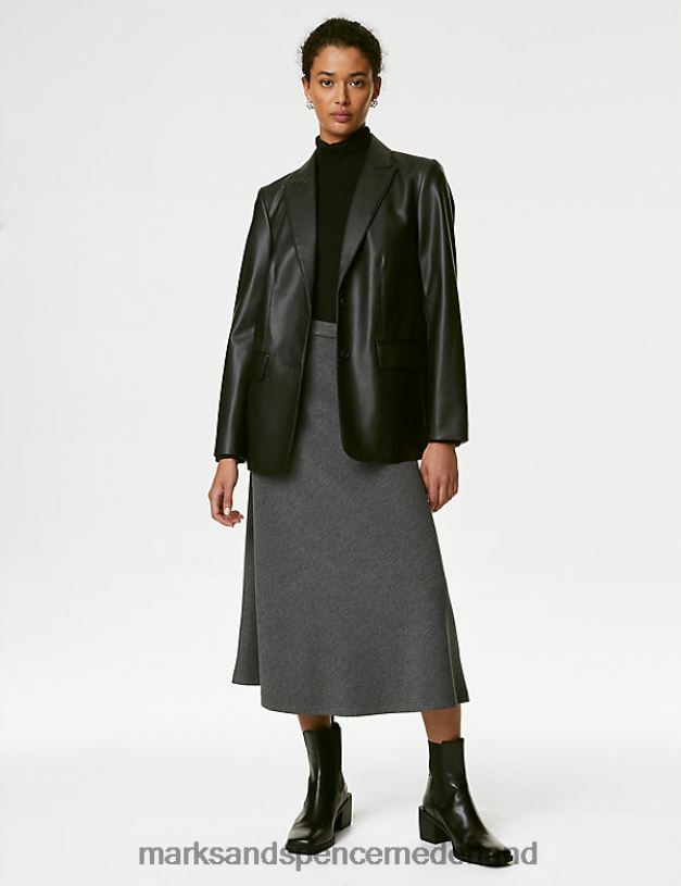 Marks & Spencer vrouwen Halflange cirkelrok van jersey grijze mergel kleding N8VZP2072