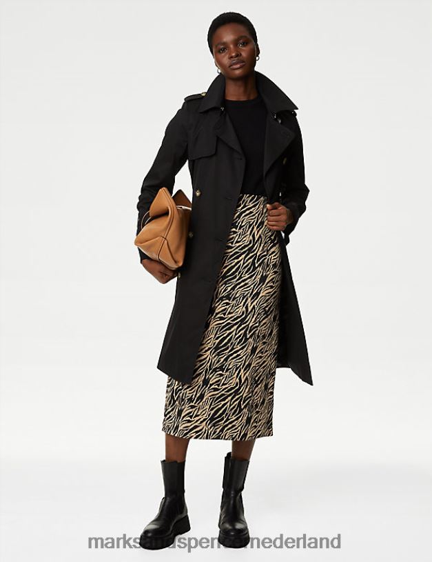 Marks & Spencer vrouwen Midaxi kokerrok van jersey dierenprint bruin mengsel kleding N8VZP433