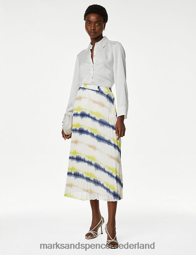 Marks & Spencer vrouwen bedrukte geplooide midaxi rok multi kleding N8VZP1661