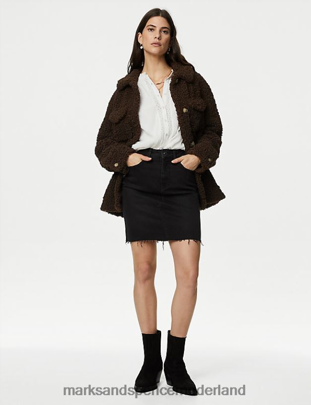 Marks & Spencer vrouwen denim minirok zwart kleding N8VZP602