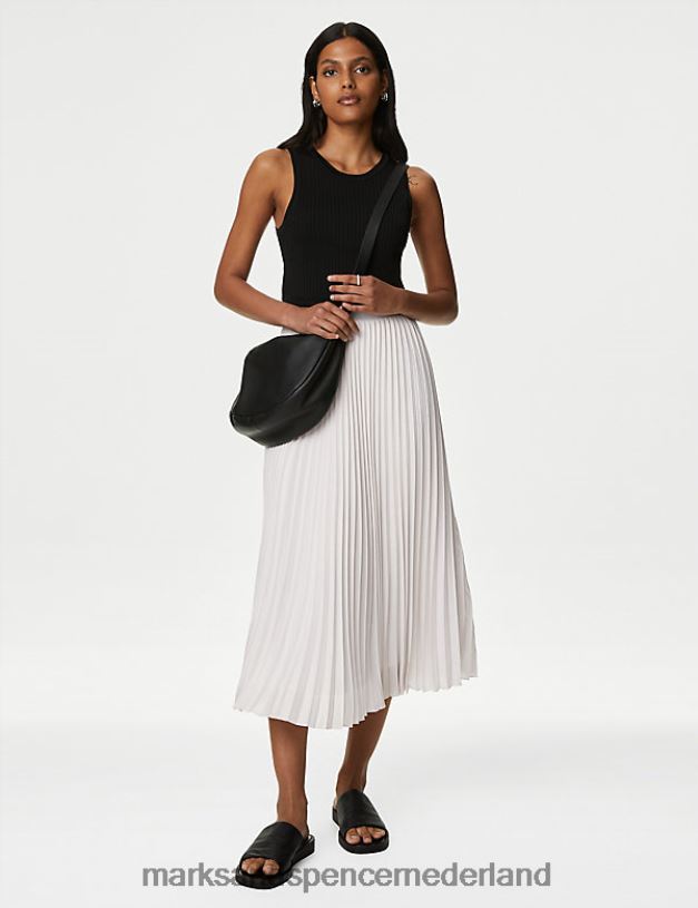 Marks & Spencer vrouwen lamme geplooide midaxi rok metalen kleding N8VZP1880