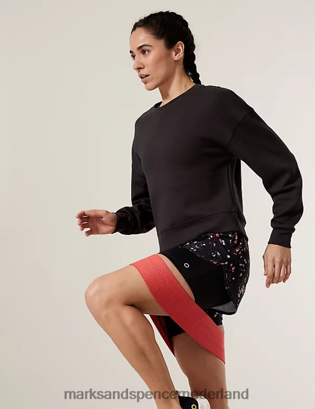 Marks & Spencer vrouwen Cropped sweatshirt met ronde hals en lange mouwen koolstof kleding N8VZP3223