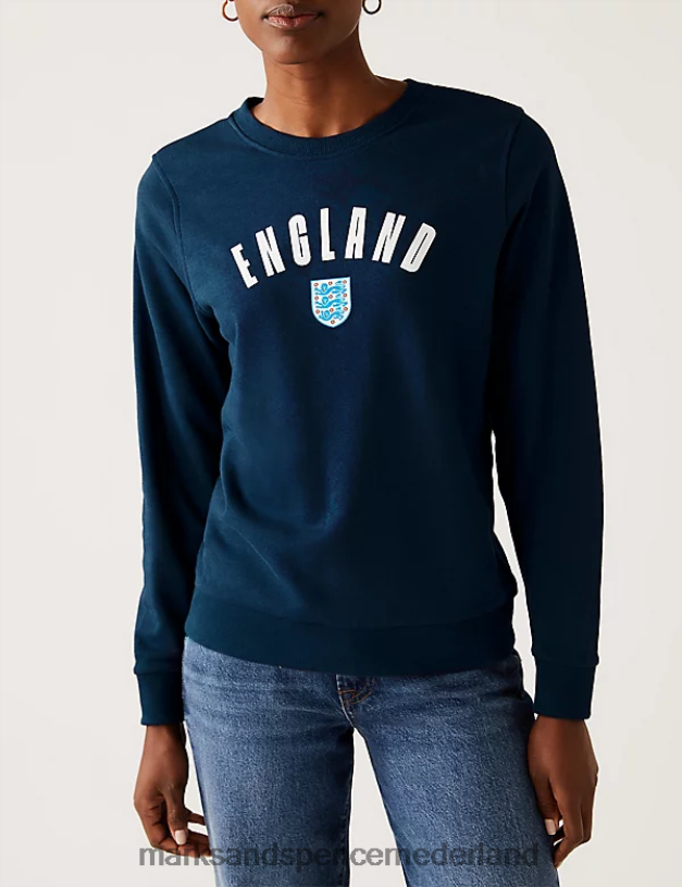 Marks & Spencer vrouwen katoenrijk Engeland sweatshirt marine mix kleding N8VZP1797