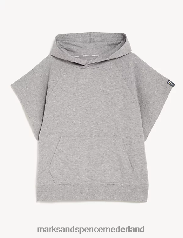 Marks & Spencer vrouwen katoenrijke mouwloze hoodie grijze mergel kleding N8VZP1977