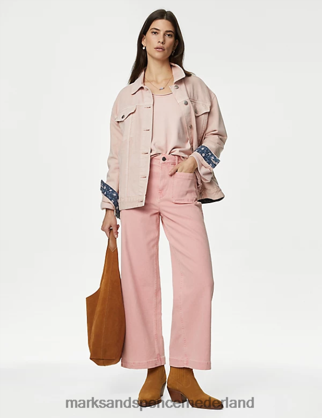 Marks & Spencer vrouwen puur katoenen sweatshirt roze schelp kleding N8VZP453