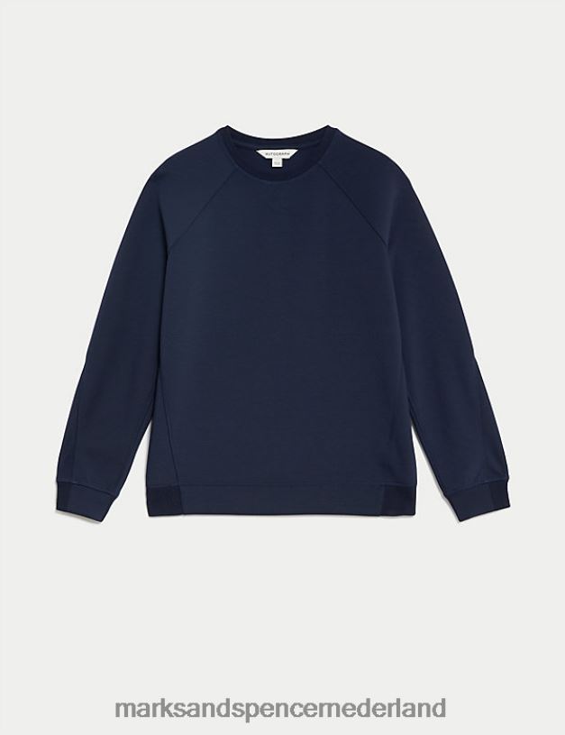 Marks & Spencer vrouwen sweatshirt met ronde hals van scubastof donker marine kleding N8VZP3251