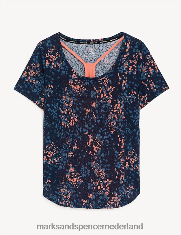 Marks & Spencer vrouwen 2-in-1 T-shirt met ronde hals en print helder koraal kleding N8VZP1470