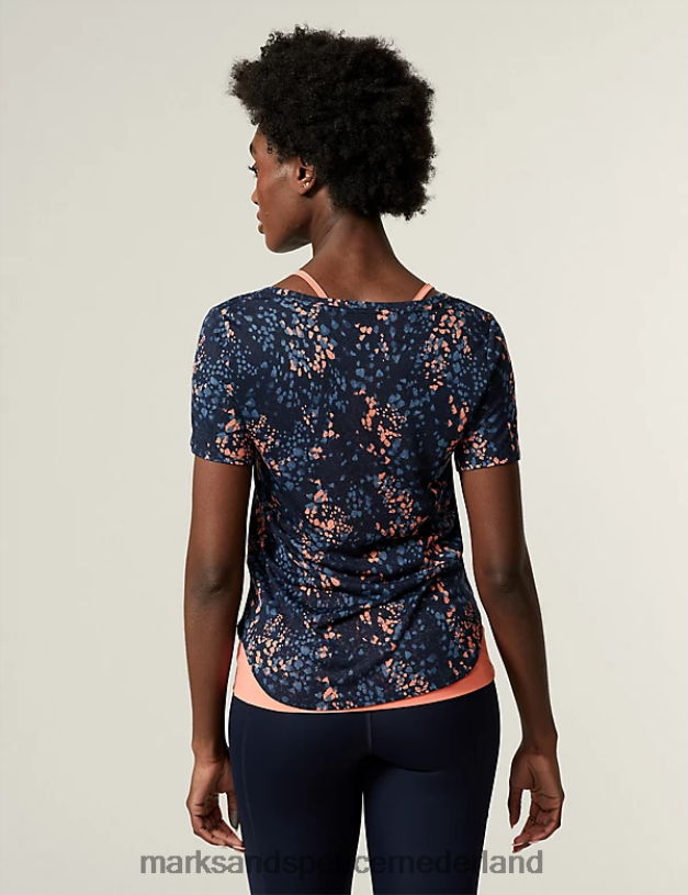 Marks & Spencer vrouwen 2-in-1 T-shirt met ronde hals en print helder koraal kleding N8VZP1470