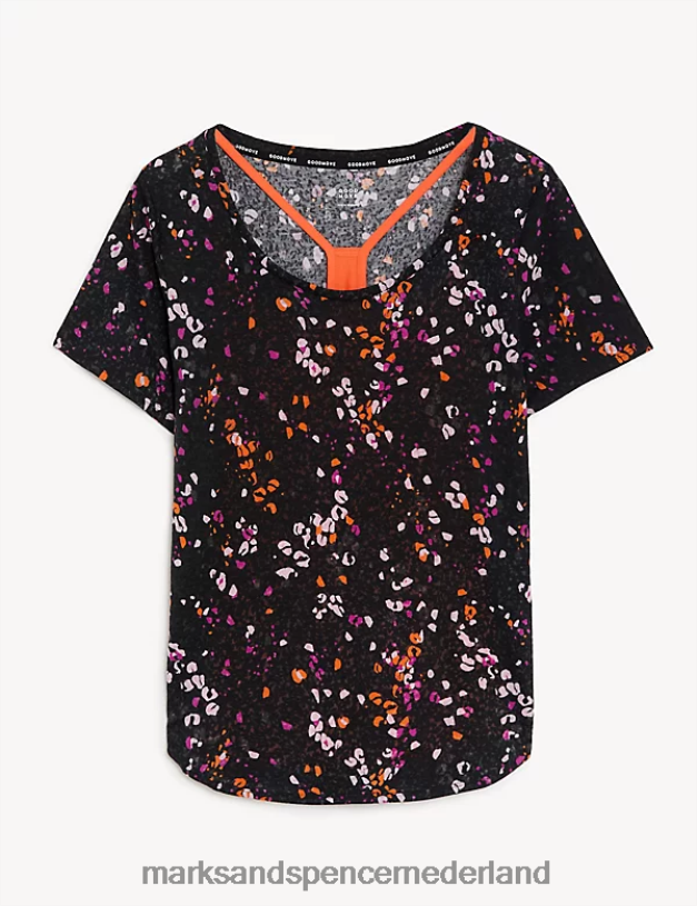 Marks & Spencer vrouwen 2-in-1 T-shirt met ronde hals en print mandarijn kleding N8VZP1140