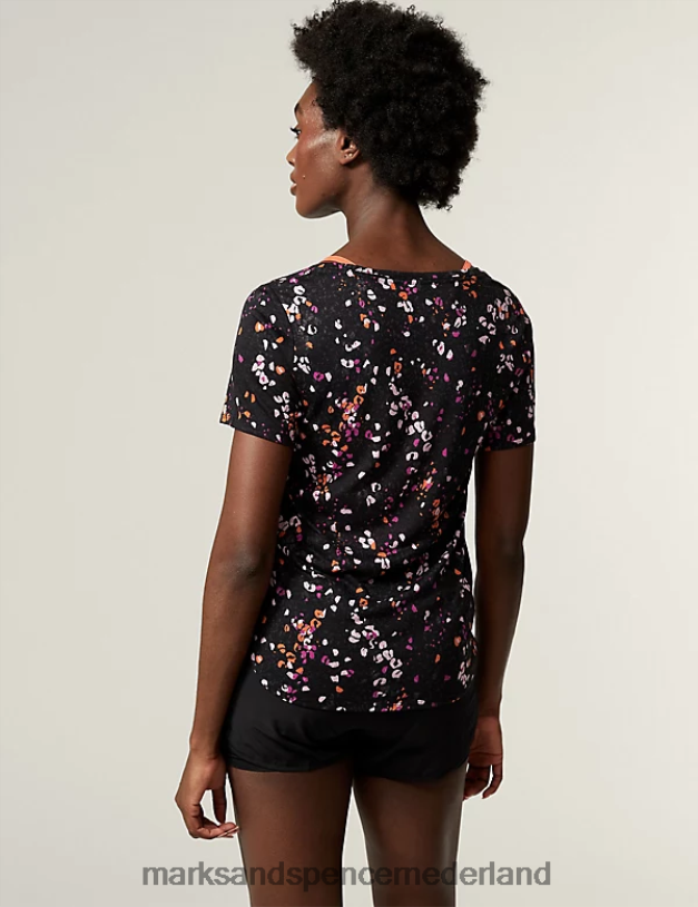 Marks & Spencer vrouwen 2-in-1 T-shirt met ronde hals en print mandarijn kleding N8VZP1140