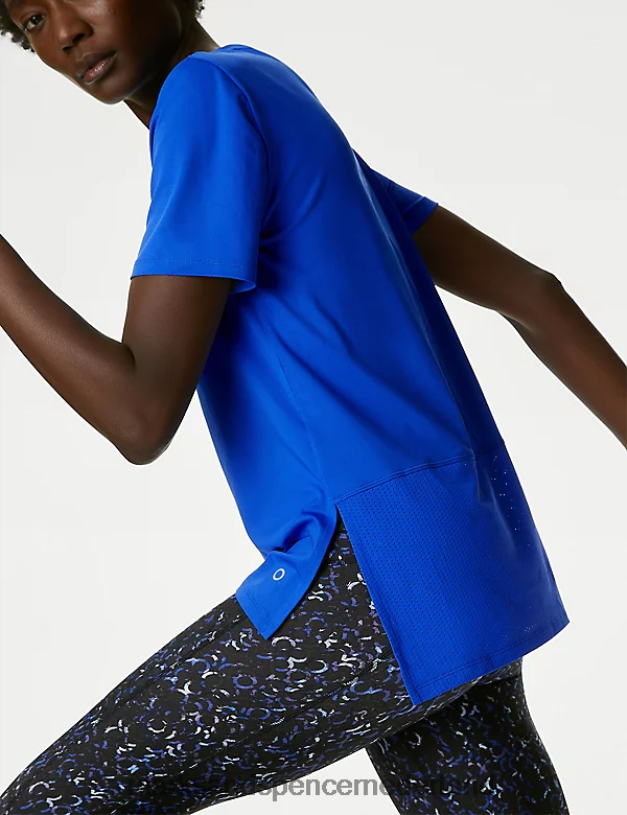 Marks & Spencer vrouwen T-shirt met ronde hals en mesh op de rug elektrisch blauw kleding N8VZP2095