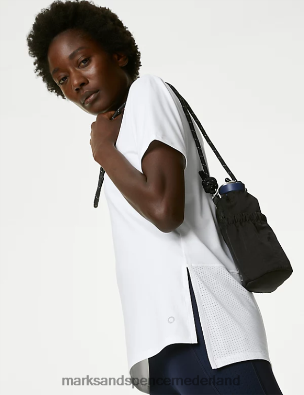 Marks & Spencer vrouwen T-shirt met ronde hals en mesh op de rug wit kleding N8VZP2094