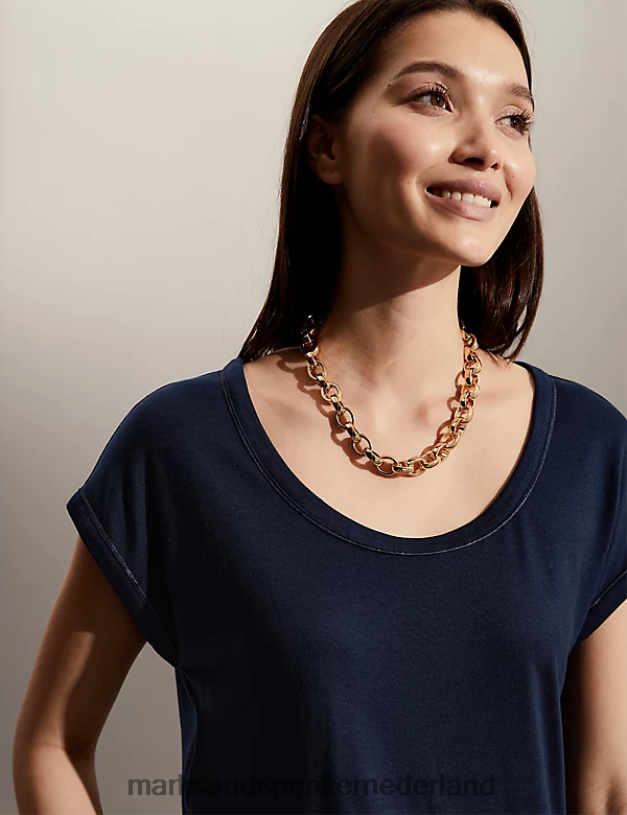 Marks & Spencer vrouwen T-shirt met ronde hals marine kleding N8VZP2512