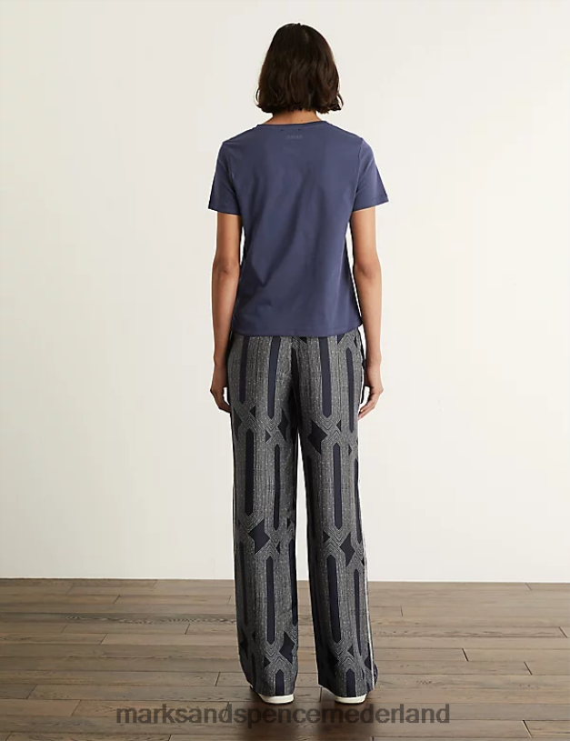 Marks & Spencer vrouwen T-shirt van puur katoen met V-hals marine kleding N8VZP2419