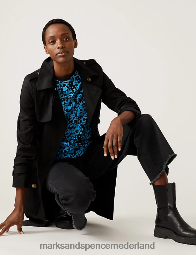 Marks & Spencer vrouwen T-shirt van puur katoen met print en alledaagse pasvorm middenblauwe mix kleding N8VZP2394