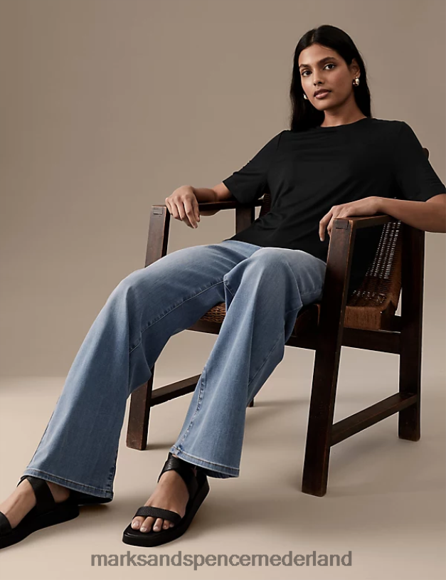 Marks & Spencer vrouwen jersey t-shirt zwart kleding N8VZP1869