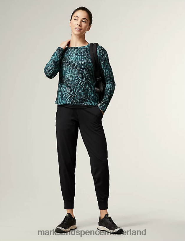 Marks & Spencer vrouwen 2-in-1 top met lange mouwen en ronde hals donker turkoois kleding N8VZP3220