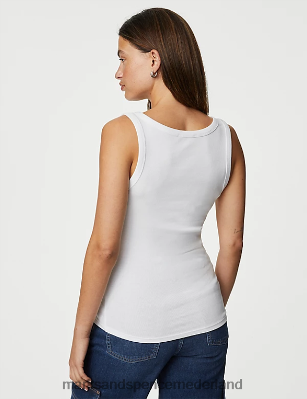 Marks & Spencer vrouwen 2 stuks katoenrijke geribde vesten zwart wit kleding N8VZP661