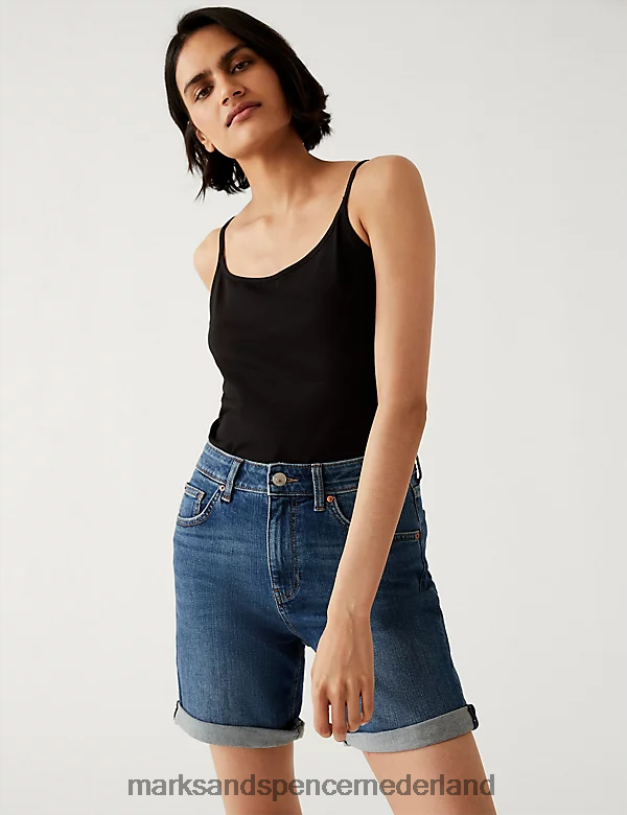 Marks & Spencer vrouwen 2 stuks katoenrijke slim-fit cami-tops zwart wit kleding N8VZP3361