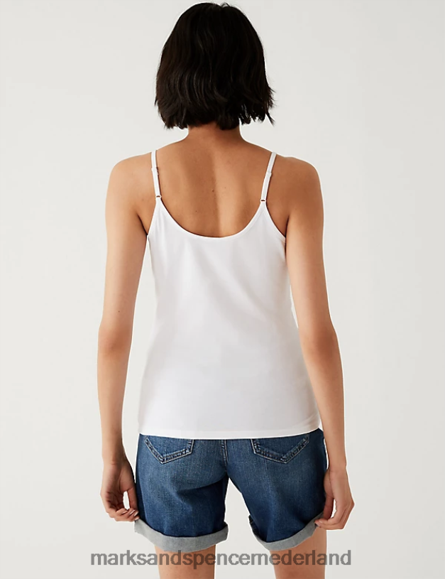 Marks & Spencer vrouwen 2 stuks katoenrijke slim-fit cami-tops zwart wit kleding N8VZP3361