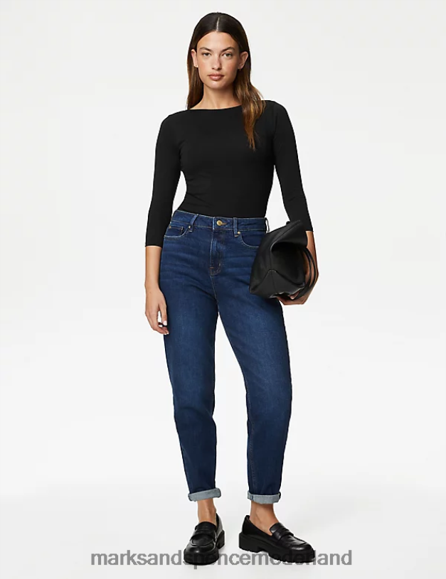 Marks & Spencer vrouwen 2 stuks katoenrijke slim-fit tops zwart kleding N8VZP1774