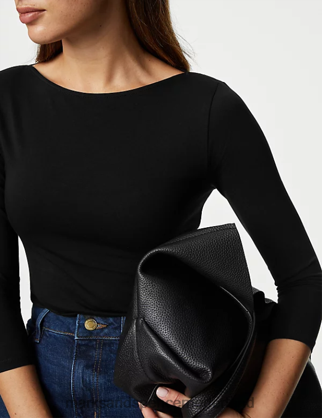 Marks & Spencer vrouwen 2 stuks katoenrijke slim-fit tops zwart kleding N8VZP1774