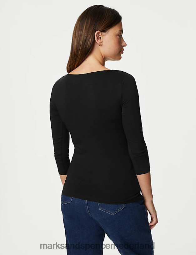 Marks & Spencer vrouwen 2 stuks katoenrijke slim-fit tops zwart kleding N8VZP1774