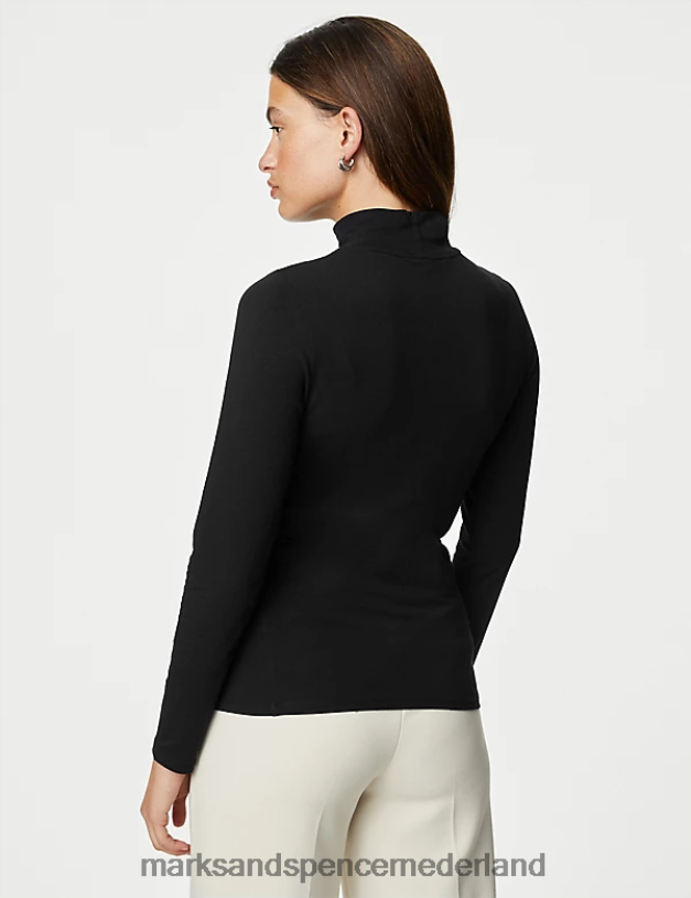 Marks & Spencer vrouwen 2 stuks katoenrijke slim-fit tops zwart kleding N8VZP2343
