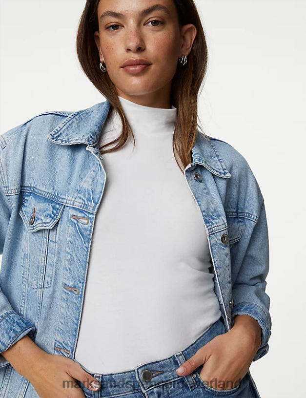 Marks & Spencer vrouwen 2 stuks katoenrijke slim-fit tops zwarte mix kleding N8VZP2719